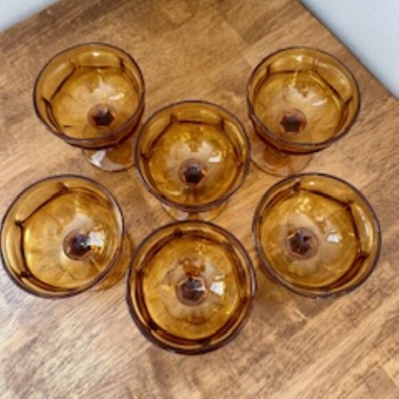 Vintage Libbey Rock Sharpe Amber Ashburton Sherbet Glasses – Set of 6 Mid-Centur - Picture 6 of 7